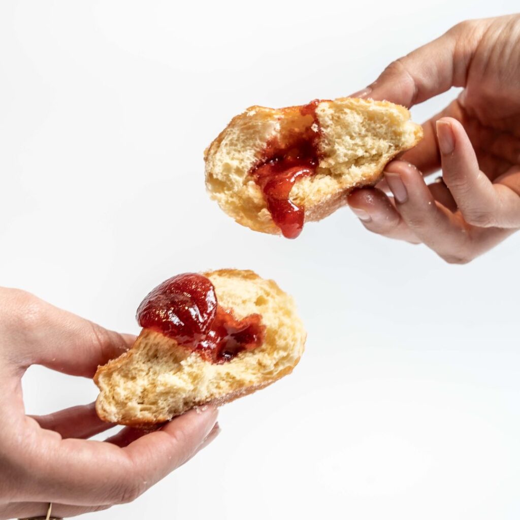 two jam doughnuts from delisse, french café in sydney.