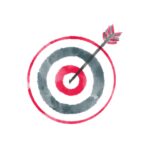 An illustration of a target with an arrow in the middle.